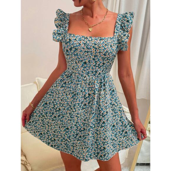 Daisy Floral Tie Back Ruffle Detail Dress - Picture 3 of 4